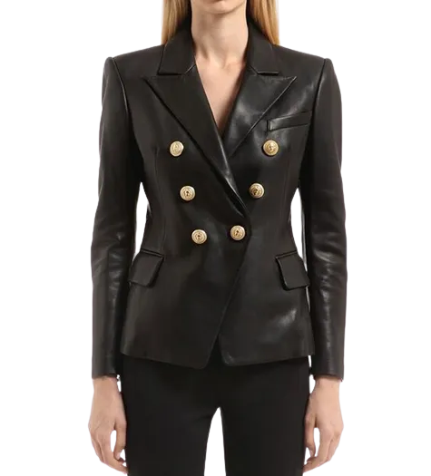 Womens Amoura Genuine Lambskin Leather Blazer