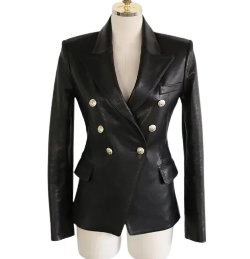 Womens Amoura Genuine Lambskin Leather Blazer