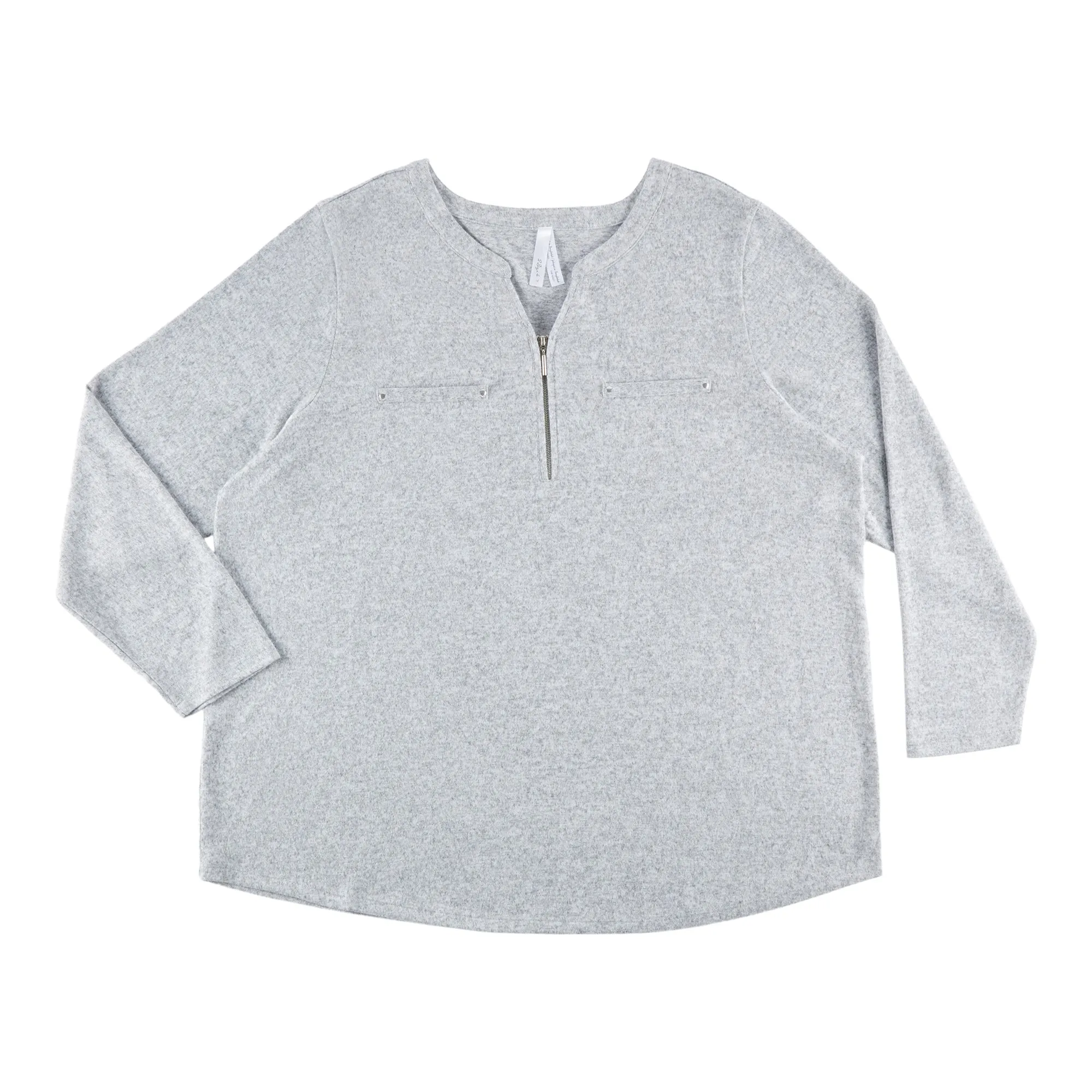 Women's Plus 1/4 Zip V-Neck Blouse
