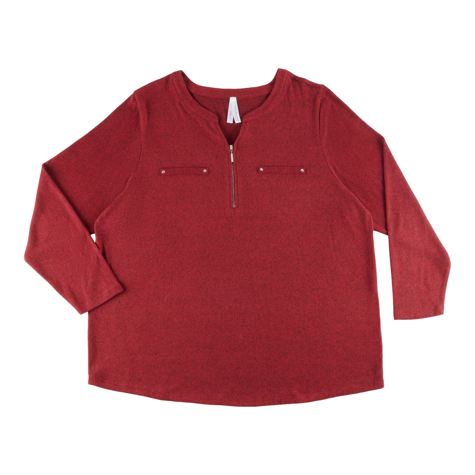 Women's Plus 1/4 Zip V-Neck Blouse