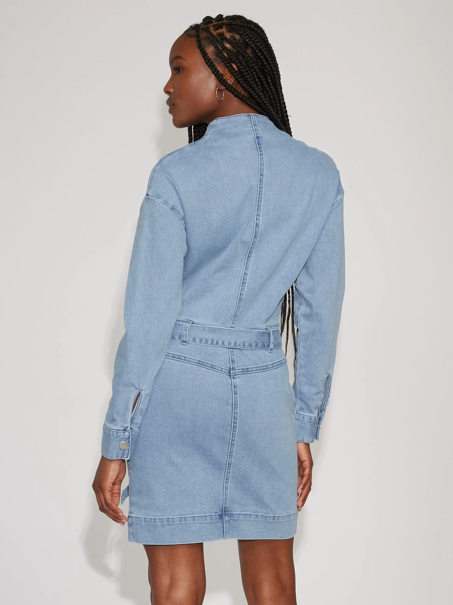 Zip-Front Denim Shirtdress
